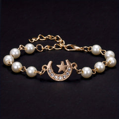 Y2K Faux Pearls Beaded Chain Bracelet for Women