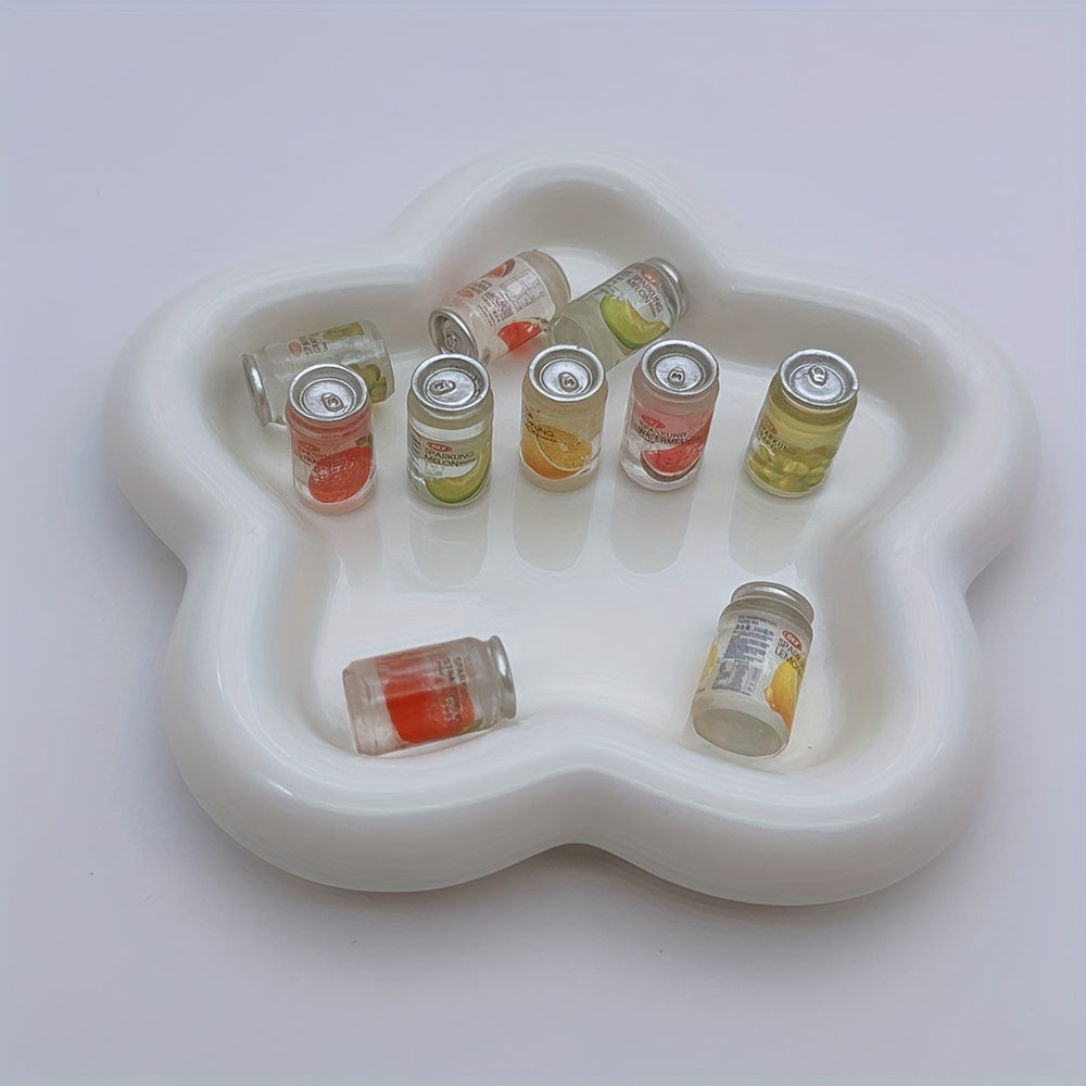 10pcs Mini Supermarket Food Set - Resin Fruit Cans & Beverage Bottles