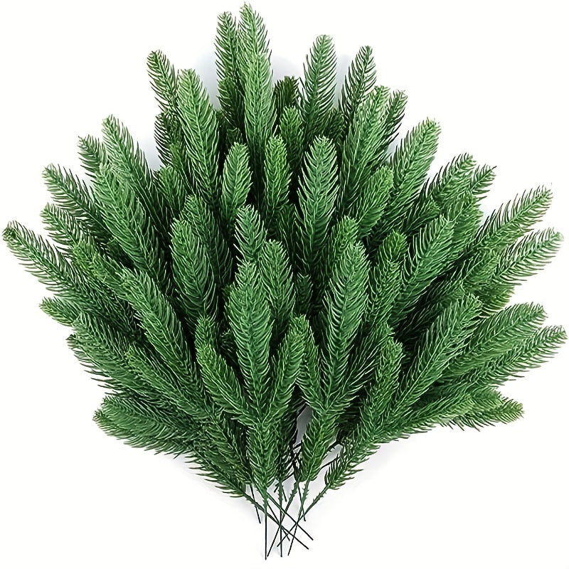 24pcs Holiday Christmas Pine Needles Artificial Green Pine Branches