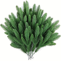 24pcs Holiday Christmas Pine Needles Artificial Green Pine Branches