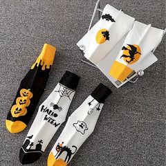 Halloween Pumpkin & Cat Print Socks Women's Stockings