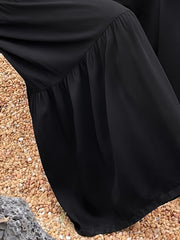  Women's Solid Wide Leg High Rise Ruched Pants