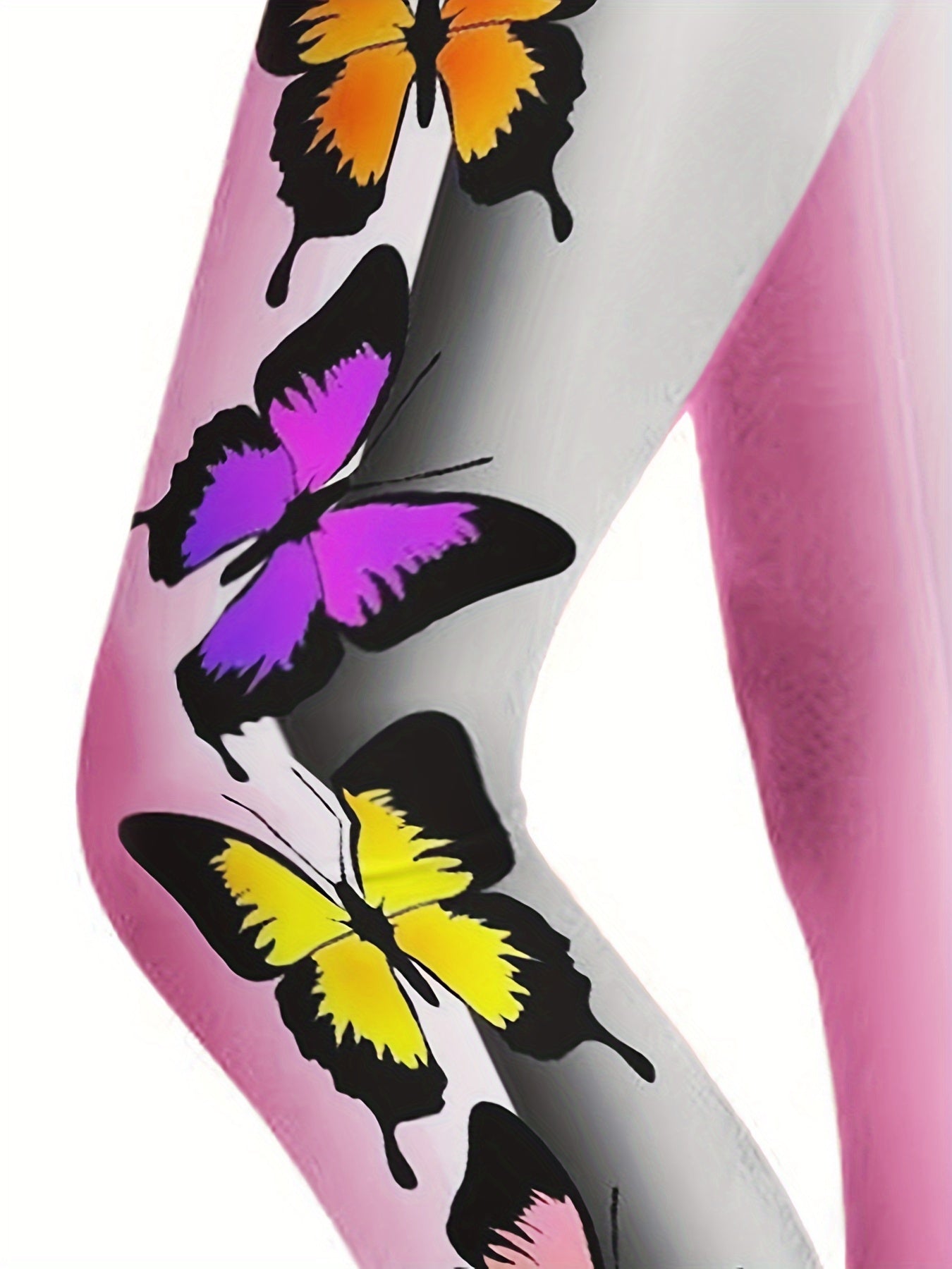 Girls Thick Butterfly Graphic Leggings Comfy Casual Leggings