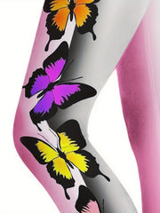 Girls Thick Butterfly Graphic Leggings Comfy Casual Leggings