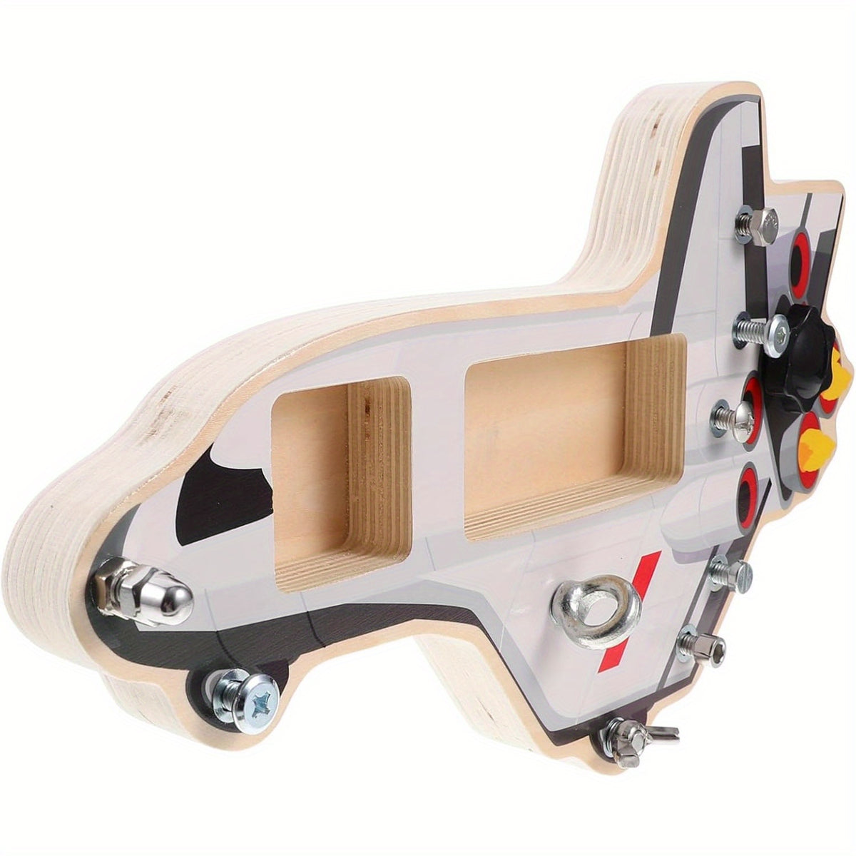 Educational Spaceship Busy Board Toy Set for Kids Recycled Wood Construction