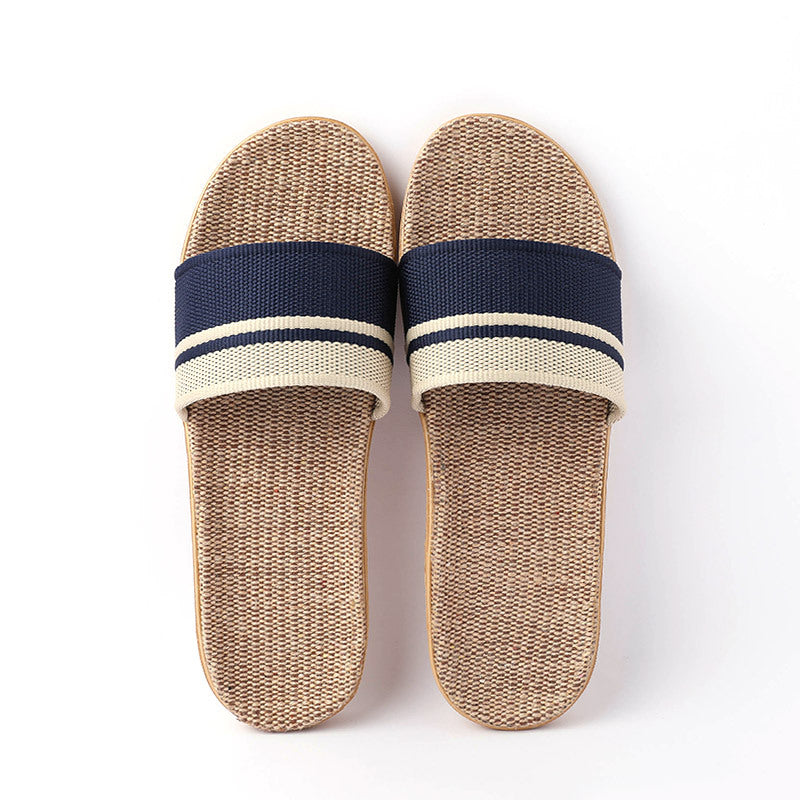 Men's Linen Open Toe Slippers Lightweight Indoor Outdoor