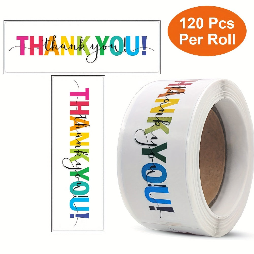 120pcs Colorful Thank You Stickers Self Adhesive Label Sticker Roll