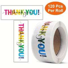 120pcs Colorful Thank You Stickers Self Adhesive Label Sticker Roll