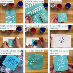 2pcs Self Adhesive Screen Printing Stencil Turquoise Gear Craft Supplies