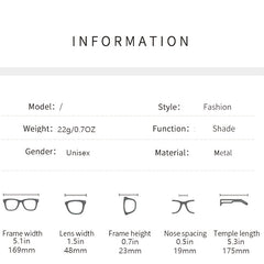 Square Anti Light Glasses For Women Men Students Retro Metal PC Spectacles Frame