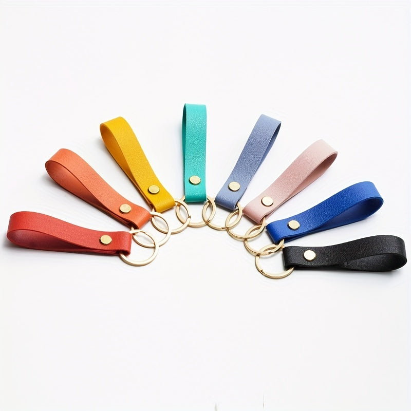 Stylish Leather Keychain For Men Solid Concise Key Chain Keyring