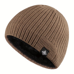 Men's Casual Velvet Knitted Hat Windproof Warm Woolen Hat