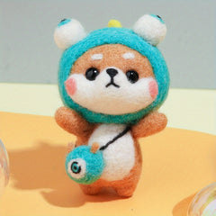 Needle Felting Kit Dog Corgi DIY Craft Kids Adults Material Package Pen