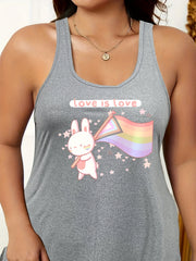  Rabbit & Rainbow Print Tank Sleep Dress