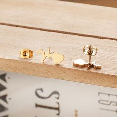Heartbeat Steel Earrings 3 Colors 18k Plated Stud Women's Jewelry