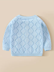 Toddler Baby Knit Cotton Cardigan Button Up Crew Neck Casual Sweater