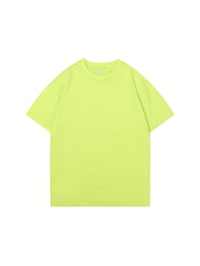 Kids Plain Cotton T Shirt Crew Neck Short Sleeve Top For Summer