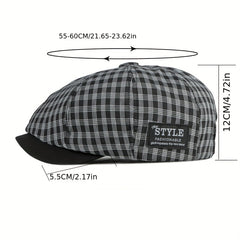 Khaki Retro Sunshade Plaid Painter Hat Men Women