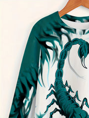 Scorpion Print Men's Long Sleeve Graphic T shirt Casual Comfy Tees