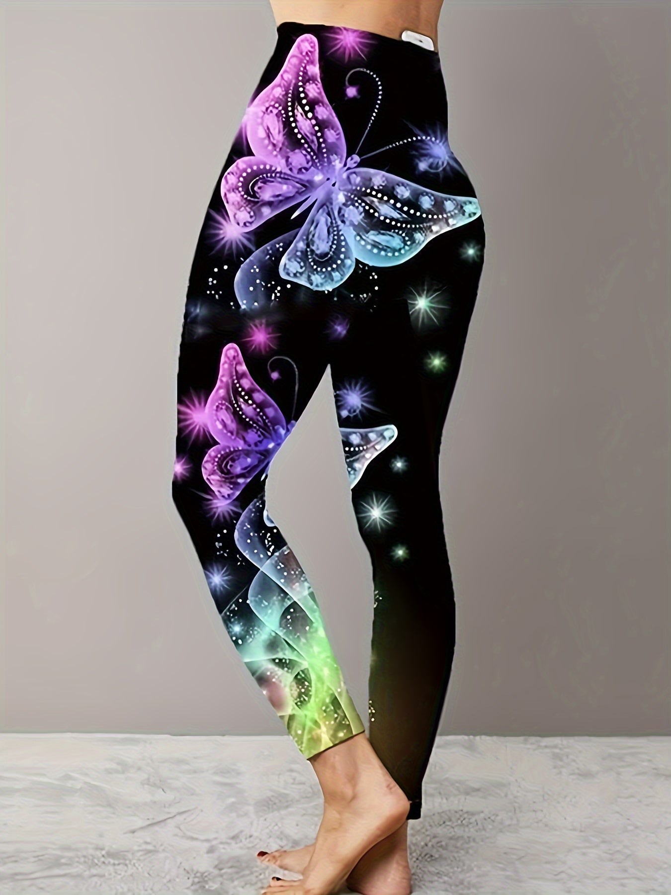 Women's Plus Butterfly Print High Rise Skinny Leggings