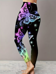 Women's Plus Butterfly Print High Rise Skinny Leggings