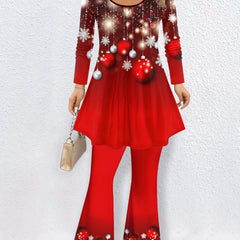  Christmas Bauble Print Top & Pants Outfit Set