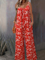  Skull Print Wide Leg Jumpsuit