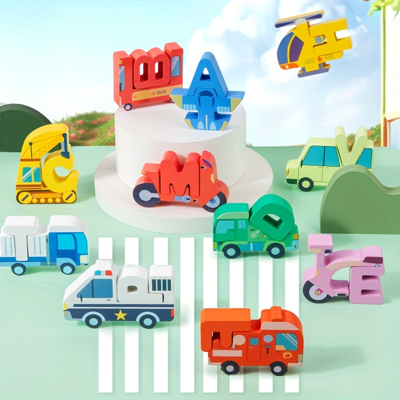 Alphabet Puzzle Dinosaurs Wooden Blocks for Kids Educational Toy