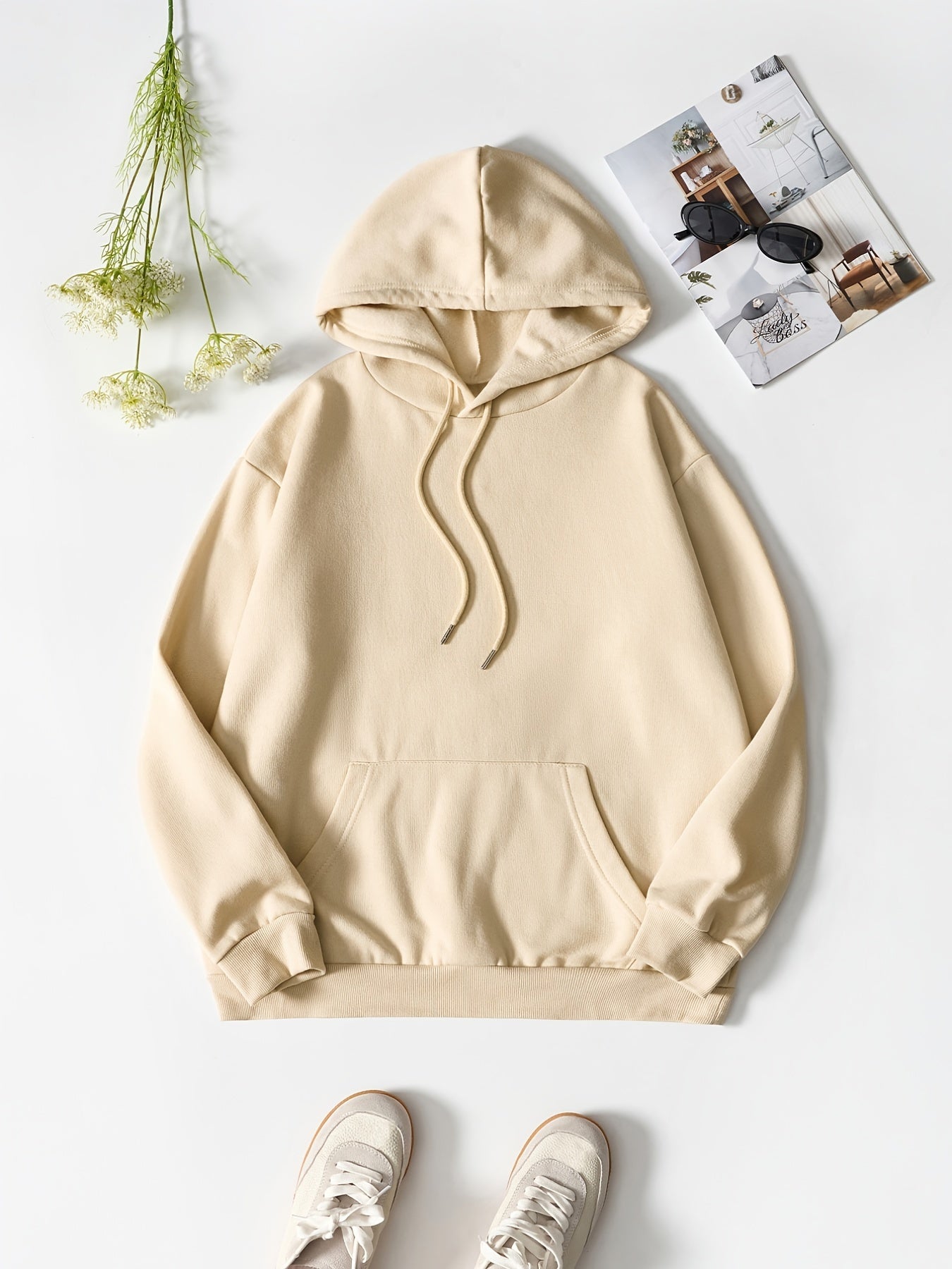 Print Casual Sweatshirt Drawstring Hoodie Women's Clothing
