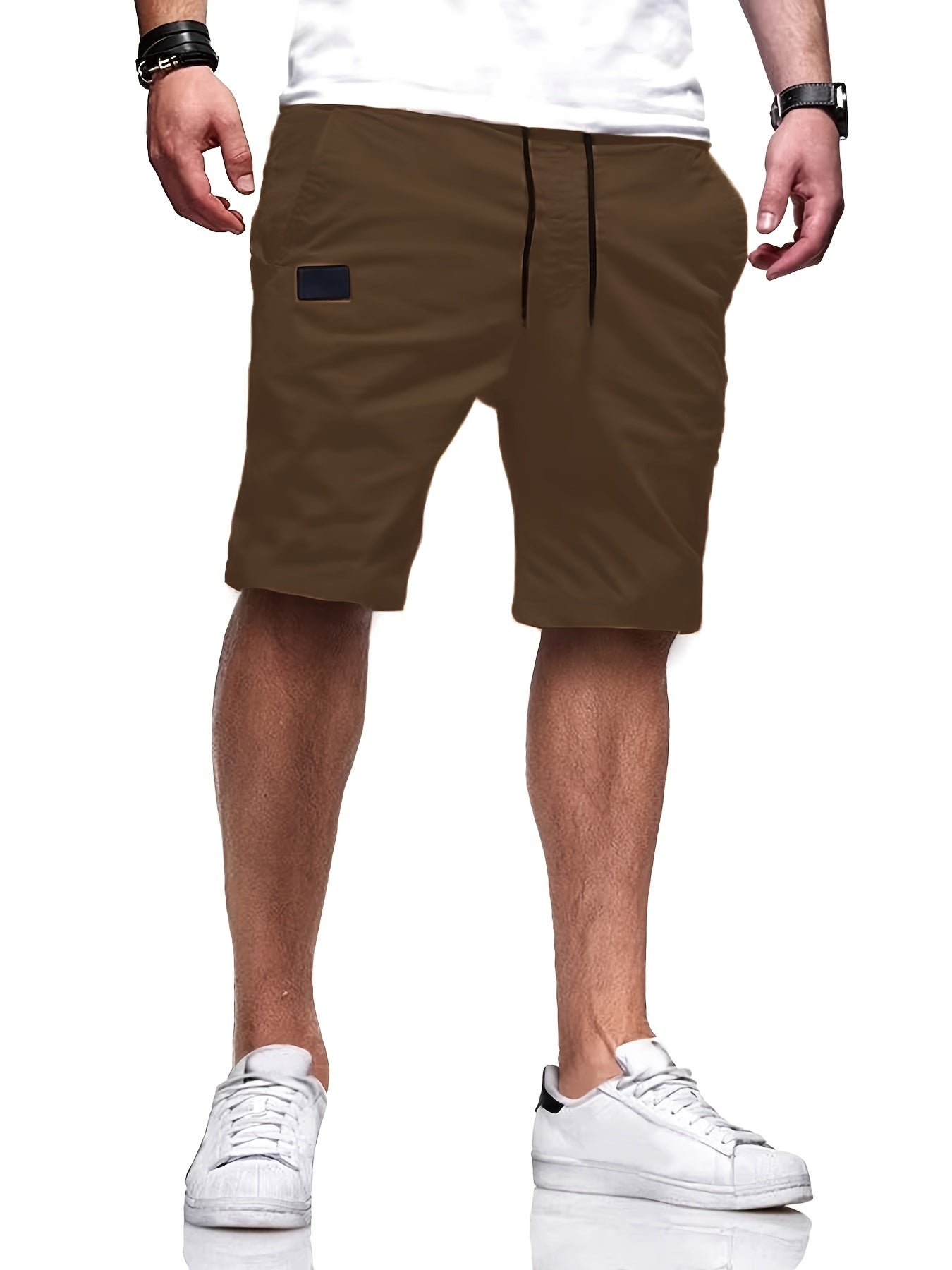 Men's Cargo Short Pants Drawstring Solid Loose Work Shorts