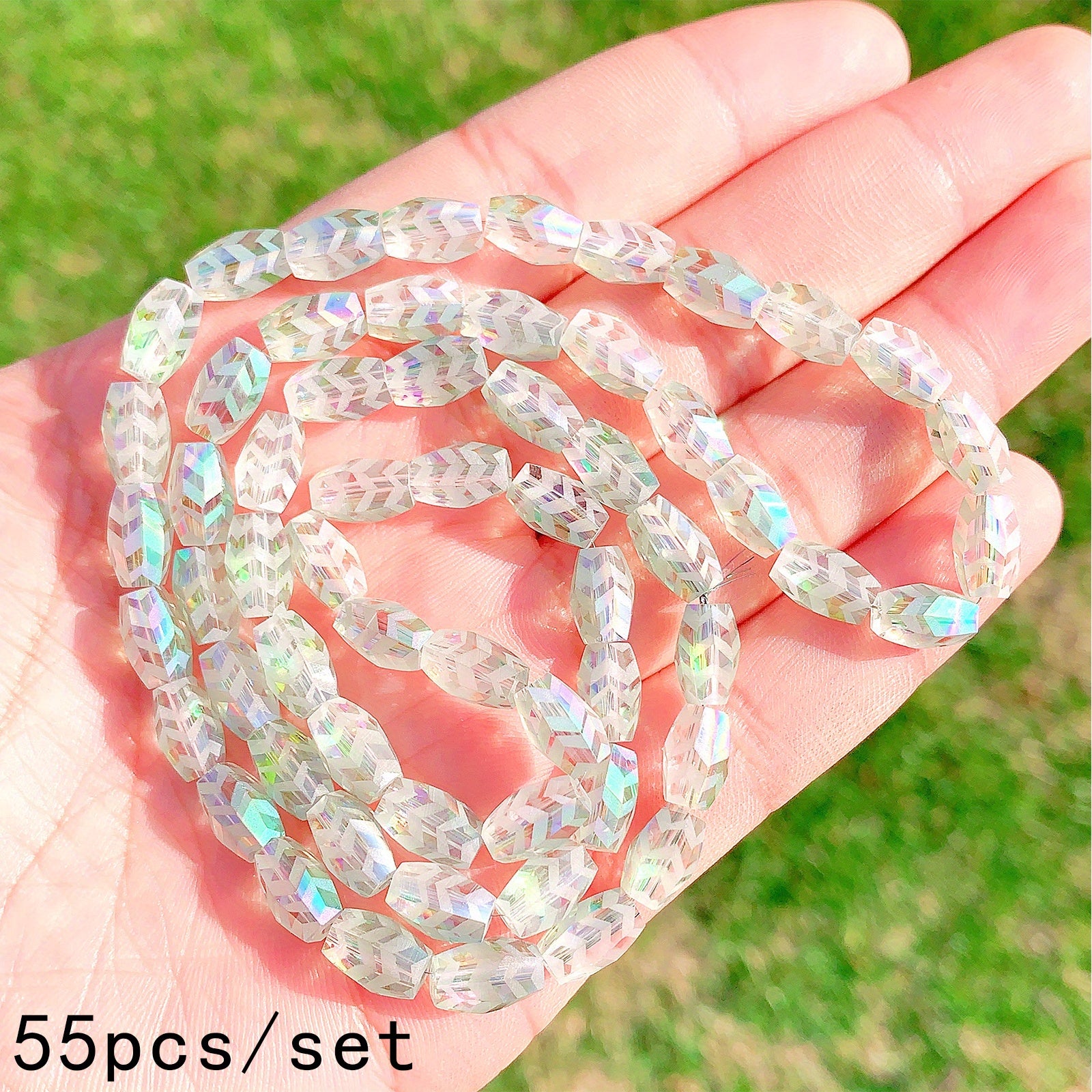 55pcs AB Plated Crystal Beads Frosted Glass Spacer Beads for DIY Bracelet