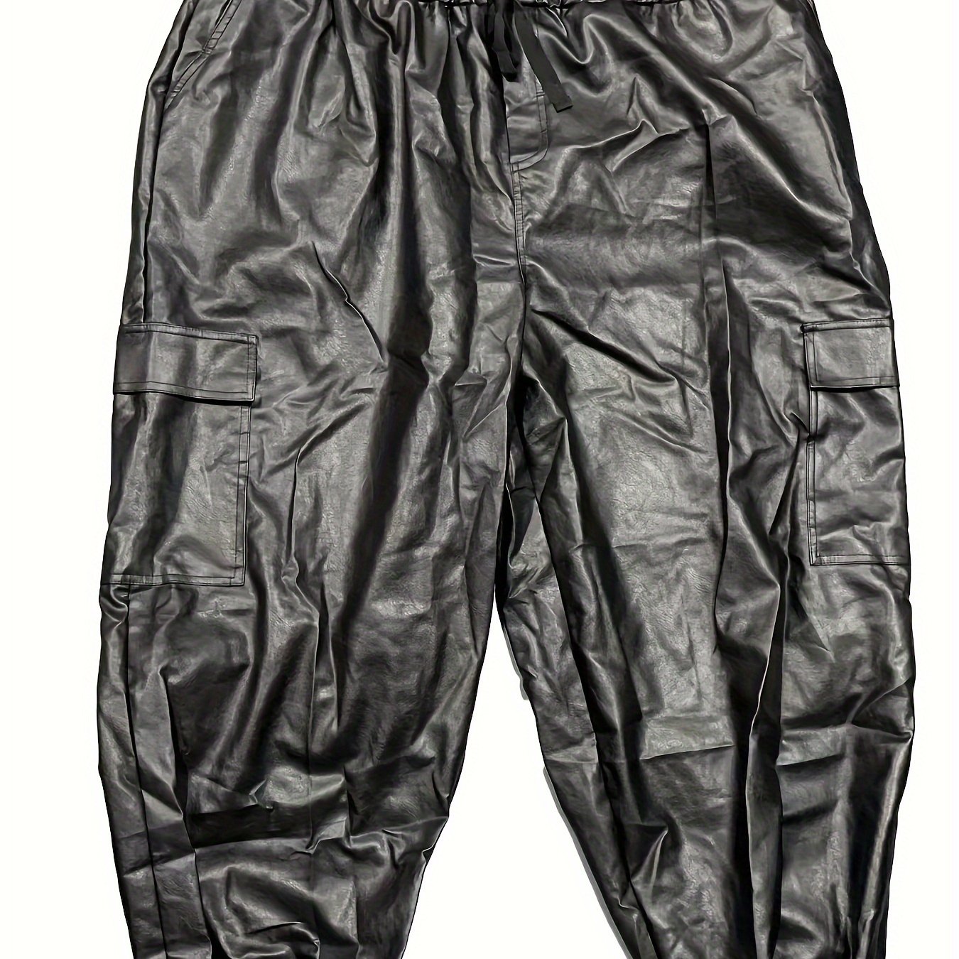Women's Plus Faux Leather Cargo Jogger Trousers