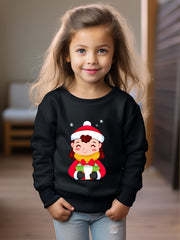 Christmas Girl Graphic Crew Neck Long Sleeve Sweatshirt Kids Clothes