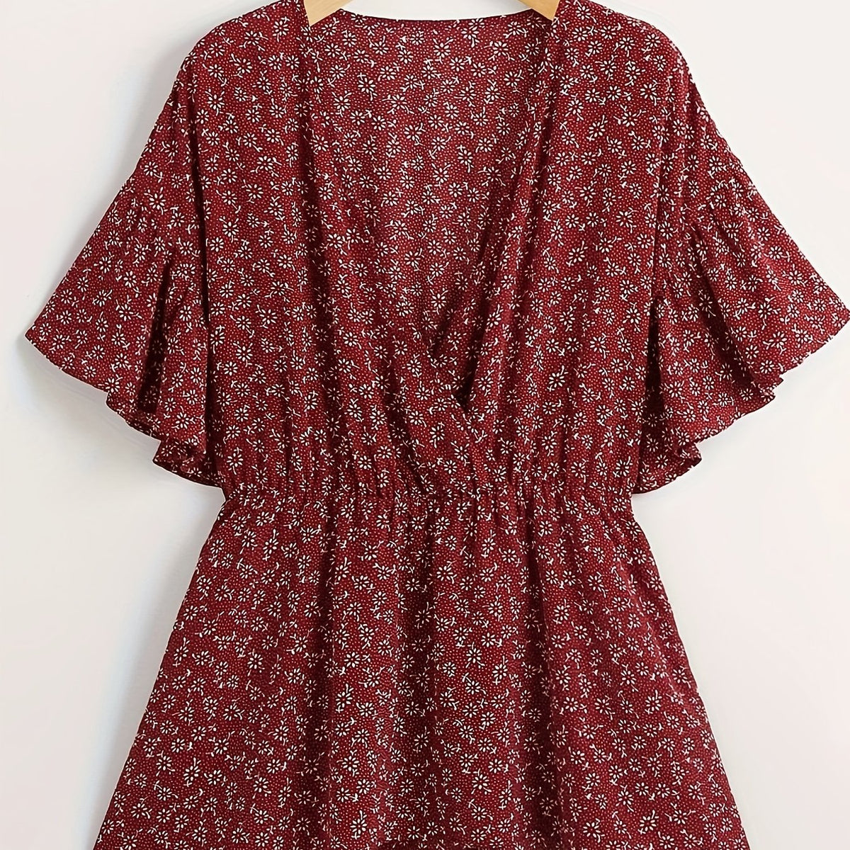  Ditsy Print Short Sleeve Blouse