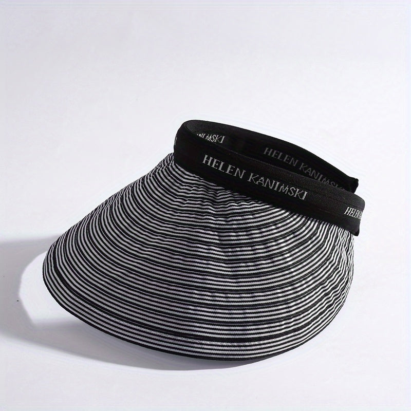 Striped Ponytail Visor Hat Foldable Headband Casual Sun Hats