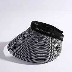 Striped Ponytail Visor Hat Foldable Headband Casual Sun Hats