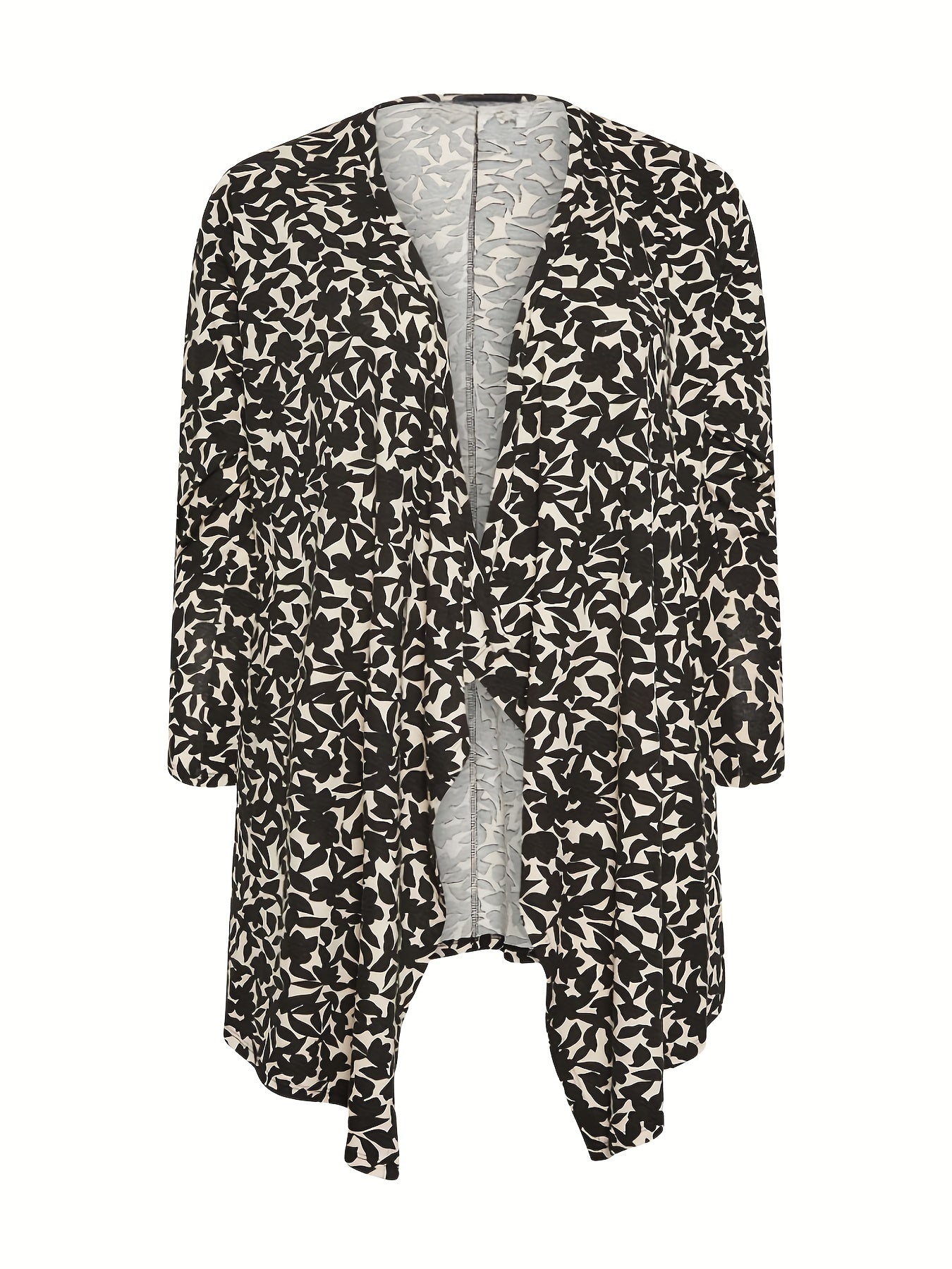  Ditsy Print Long Sleeve Open Front Cardigan