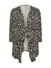  Ditsy Print Long Sleeve Open Front Cardigan