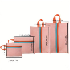 4PCS Travel Storage Bag Mesh Zipper Cosmetic Clothes Organizer