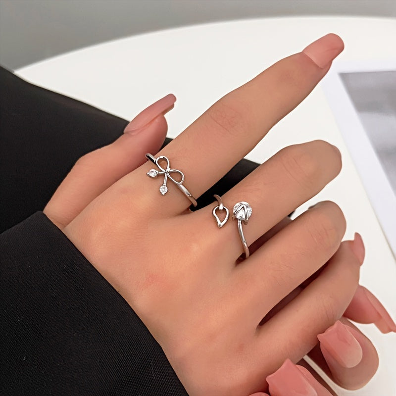 Women's Bow Ring Leaf Element Ring Accessories Party Birthday Gift