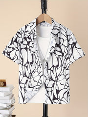 Boys Geometric Print Button Down Shorts Set