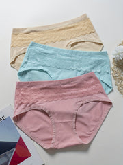 3 Pack Plus Size Lace High Waist Panties Set
