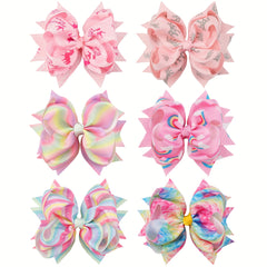 6pcs Rainbow Flower Hair Clip Set for Girls Kids