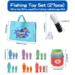 Colorful 3D Fishing Toys Set for Kids with Rod and Fish