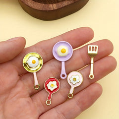 11pcs Enamel Poached Eggs Pan Charms for DIY Earrings Bracelet Pendants