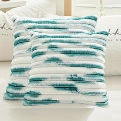 2pcs Gradient Striped Throw Pillow Covers Velvet Square Pillowcase