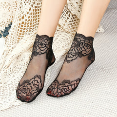 5 Pairs Floral Lace Short Socks Lightweight Stockings & Hosiery