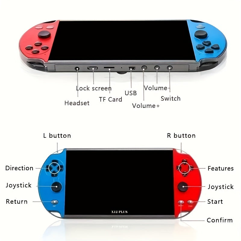 Retro X12PLUS Handheld Game Console 7 inch Screen 16GB Memory