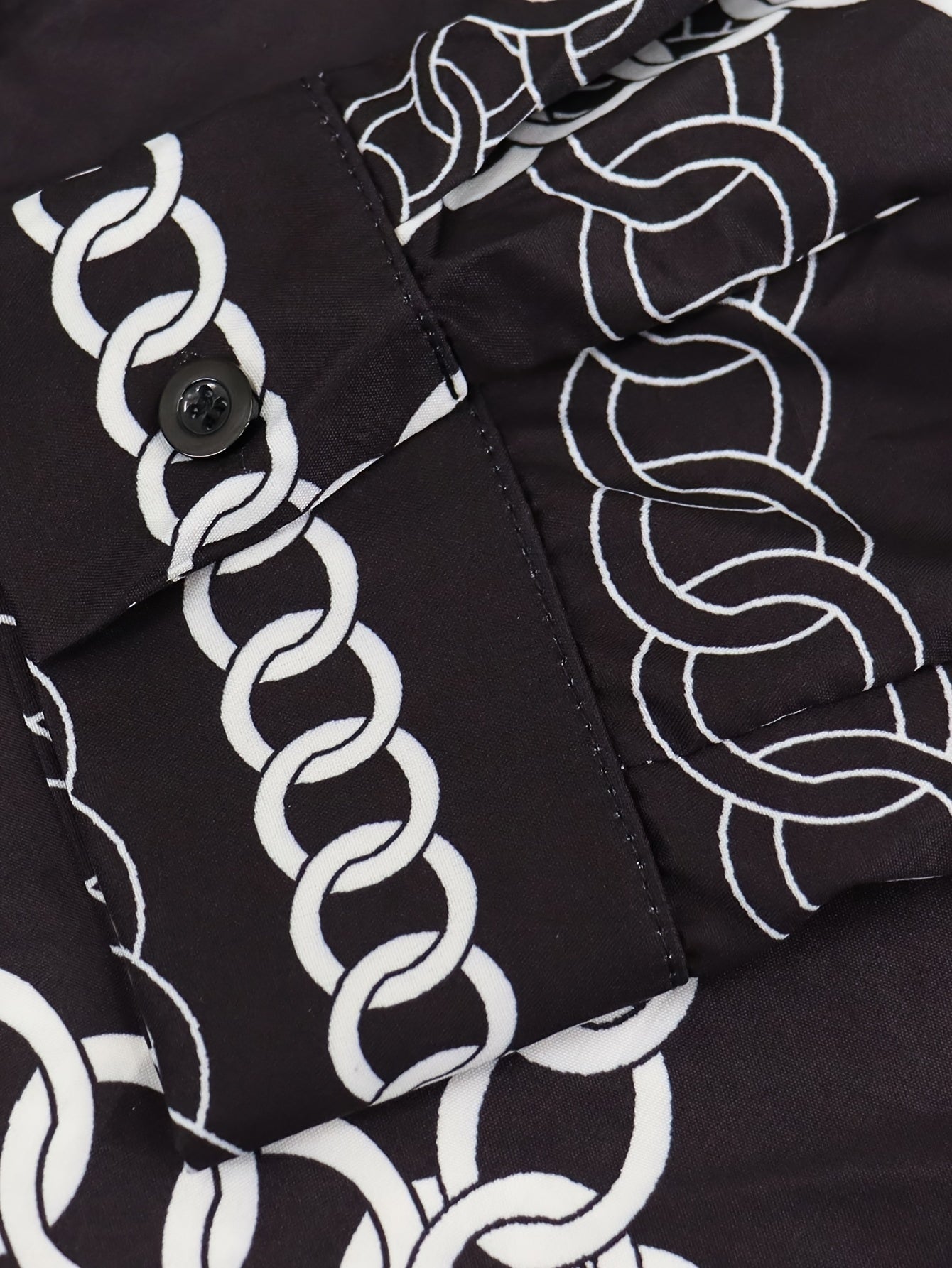  Chain Print Long Sleeve Button Up Shirt