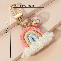 Boho Style Rainbow Tassel Keychain